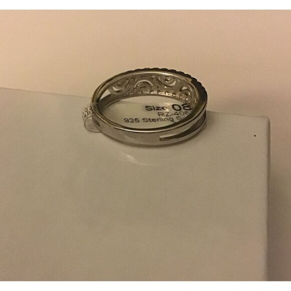 Sterling Silver 1Ct. Sim Diamond Filigree Band Ring  Sz 8 - Picture 5 of 6